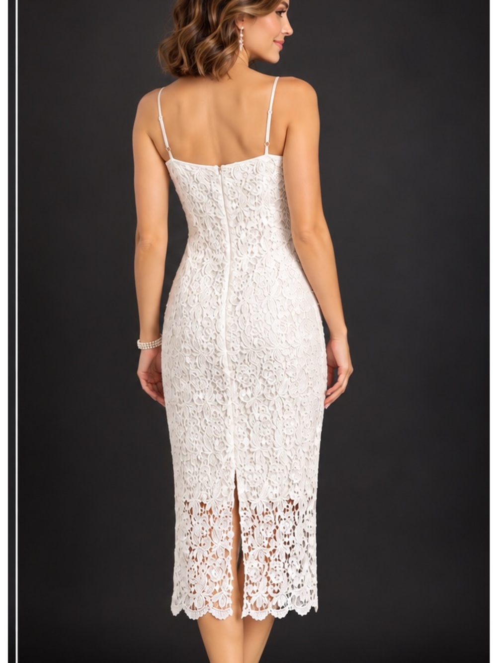 WHBM White Lace Crochet Floral Sheath Dress Size 10 Sleeveless bridal party lux - Picture 7 of 12